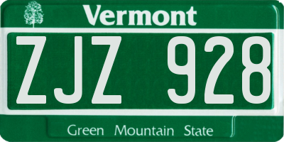 VT license plate ZJZ928