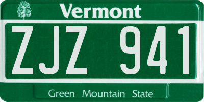 VT license plate ZJZ941