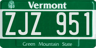 VT license plate ZJZ951