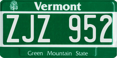 VT license plate ZJZ952