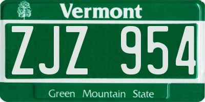 VT license plate ZJZ954