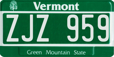 VT license plate ZJZ959