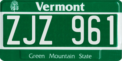 VT license plate ZJZ961