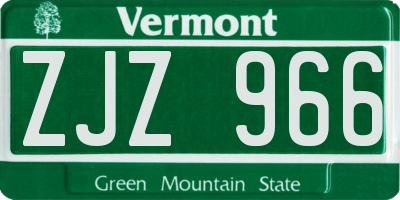 VT license plate ZJZ966