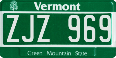 VT license plate ZJZ969