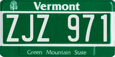 VT license plate ZJZ971
