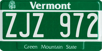 VT license plate ZJZ972