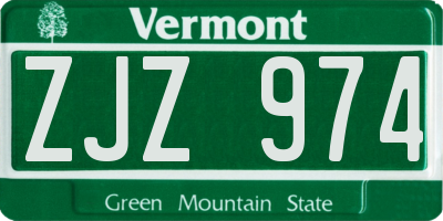 VT license plate ZJZ974