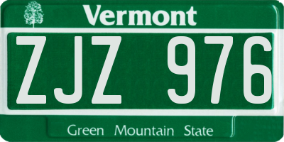 VT license plate ZJZ976