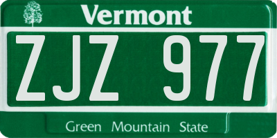 VT license plate ZJZ977