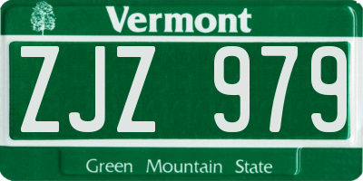 VT license plate ZJZ979