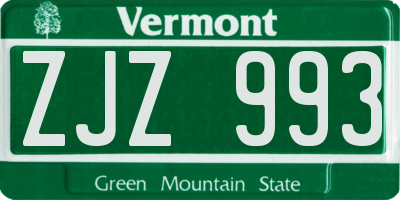 VT license plate ZJZ993