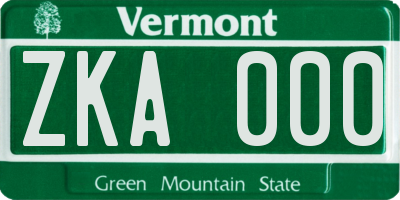 VT license plate ZKA000