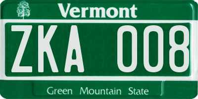 VT license plate ZKA008