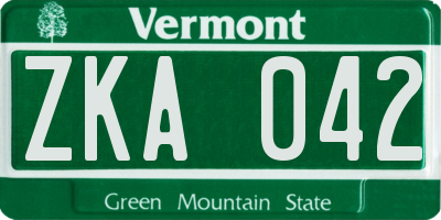 VT license plate ZKA042
