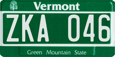 VT license plate ZKA046