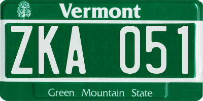 VT license plate ZKA051