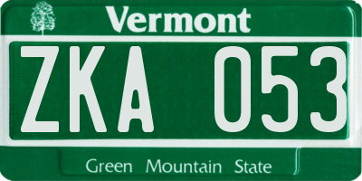VT license plate ZKA053