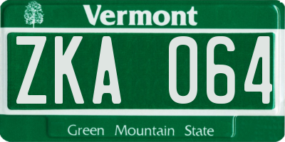 VT license plate ZKA064