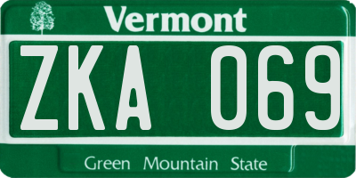 VT license plate ZKA069