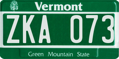VT license plate ZKA073