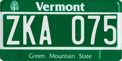 VT license plate ZKA075