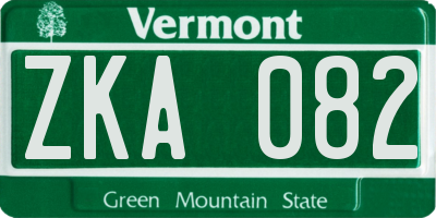 VT license plate ZKA082