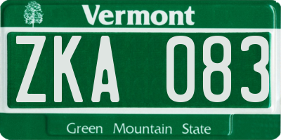 VT license plate ZKA083