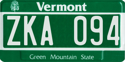 VT license plate ZKA094
