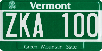 VT license plate ZKA100
