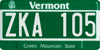 VT license plate ZKA105