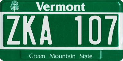 VT license plate ZKA107