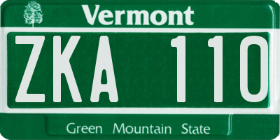 VT license plate ZKA110