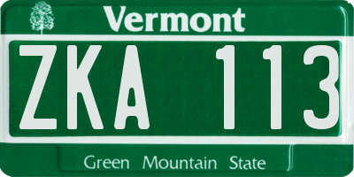 VT license plate ZKA113