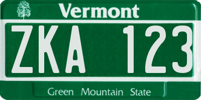 VT license plate ZKA123