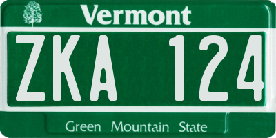 VT license plate ZKA124