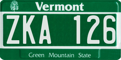 VT license plate ZKA126