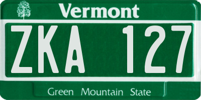 VT license plate ZKA127