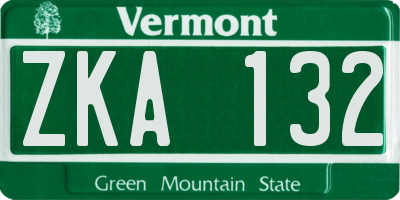 VT license plate ZKA132