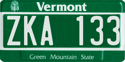 VT license plate ZKA133