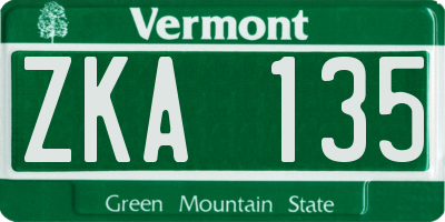 VT license plate ZKA135