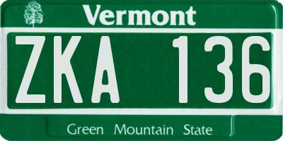 VT license plate ZKA136