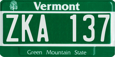 VT license plate ZKA137