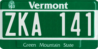 VT license plate ZKA141