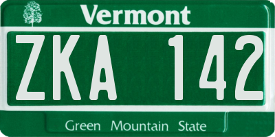 VT license plate ZKA142