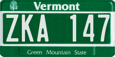 VT license plate ZKA147