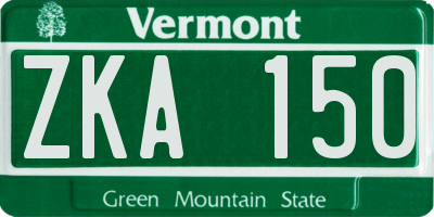 VT license plate ZKA150