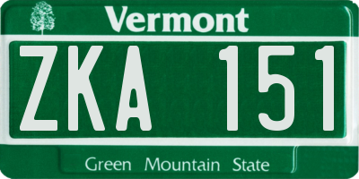 VT license plate ZKA151