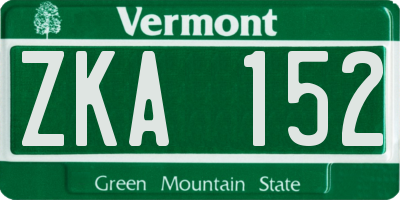 VT license plate ZKA152
