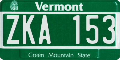 VT license plate ZKA153